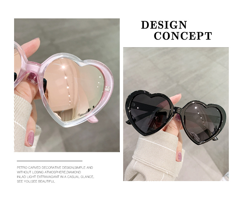 50g Weight Full Frame Glasses Structure Sunglasses Classification Ac, UV400 Protection Lens Material Special-Shaped Mirror Glasses Style Casual, Travel Occasion Heart Shape Pattern Children Unisex Gender Cute, Sweet Style Grey, White Color Cute Sweet Heart Shape Ac UV400 Protection Special-Shaped Mirror Full Frame Kids Sunglasses 5