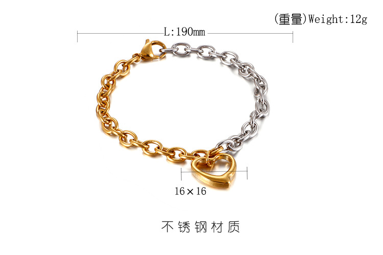 Fashion Heart Titanium Steel 18K Gold Plated Bracelets In Bulk display picture 1