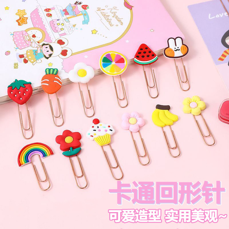 Lindo marcador clip de metal regalo para estudiantes clip de forma especial de oro rosa clip de dibujos animados creativo al por mayor