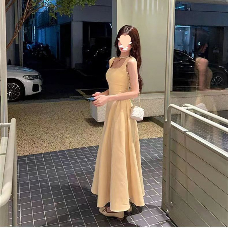 ガーリースリムドレスレディースサマーサスペンダーデザイン2024フレンチスリム人気ロングスカートクールシーズン人気|undefined