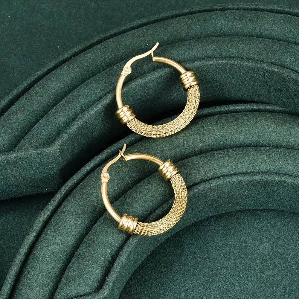 Fashion Round Stainless Steel Plating Hoop Earrings 1 Pair display picture 4