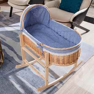 Rattan Baby Cradle Bed Newborn Portable Portable Basket Car Soothing Sleeping Basket Baby Bed Cradle Rocking Nest Solid Wood