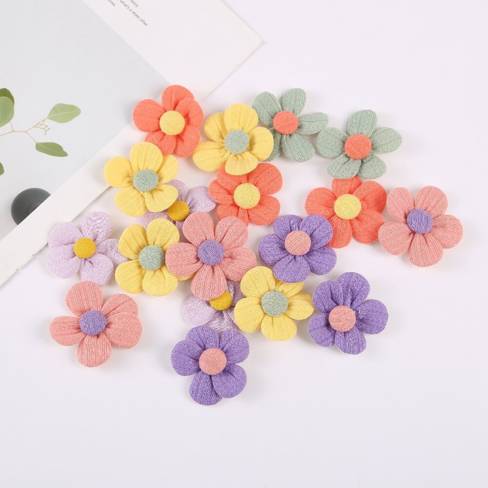 儿童服装饰品亮片花朵可爱发卡夹手工布艺饰品bb夹对夹半成品花朵