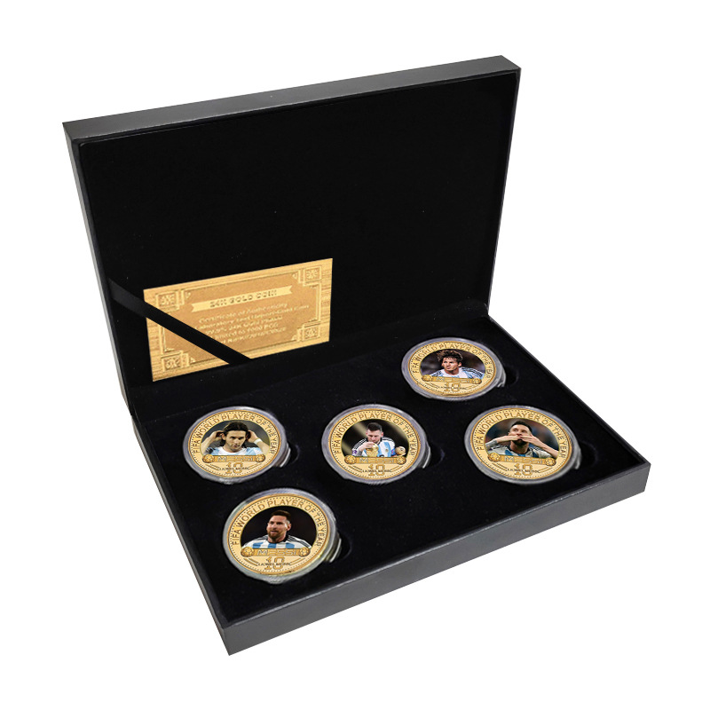 Messi, Argentina, Barcelona, medallón de moneda de Miami, insignia, regalo de fútbol