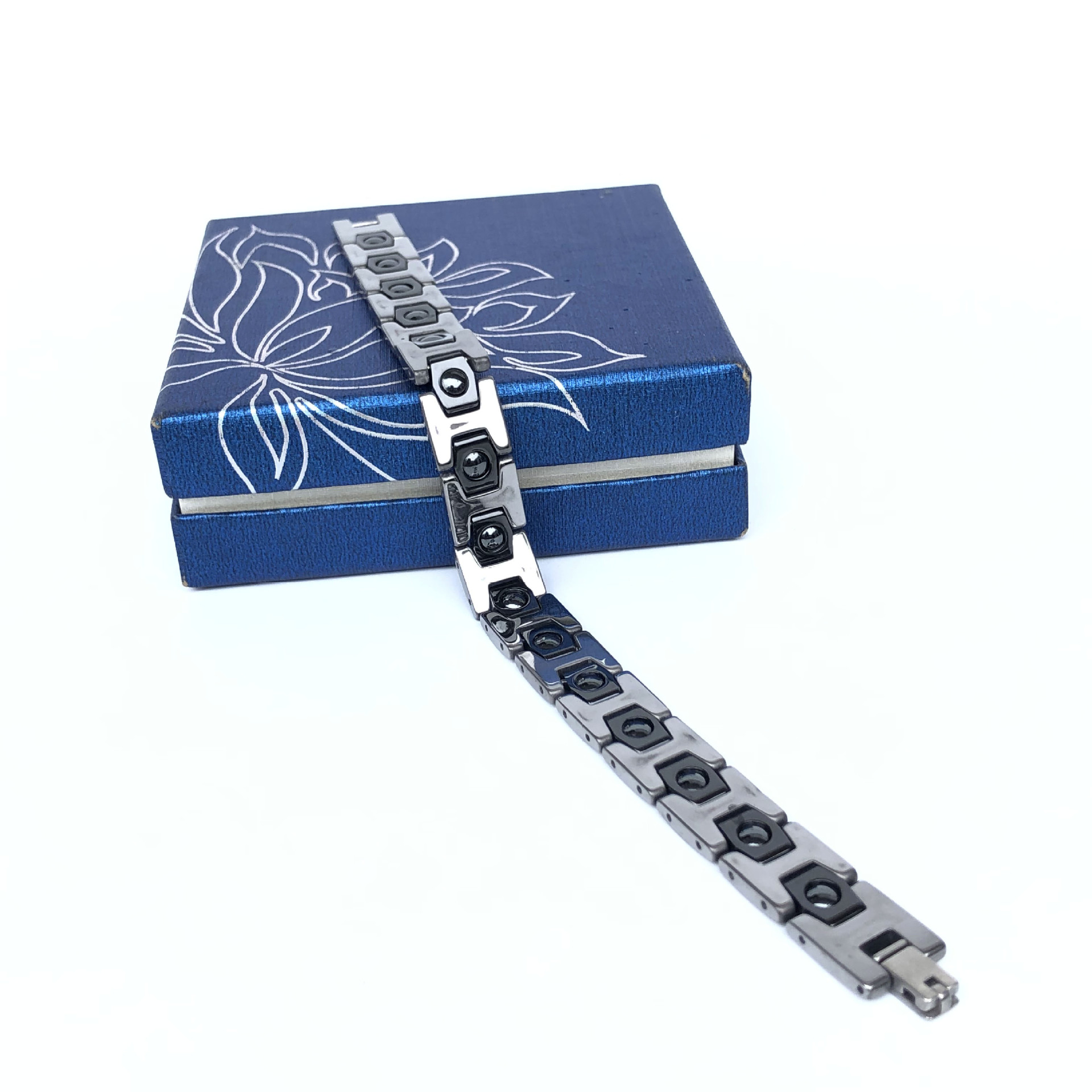 Europa y América nueva pulsera de tungsteno acero combinado con cerámica de diamante pulsera magnética para hombres personalidad simple joyería personalizada