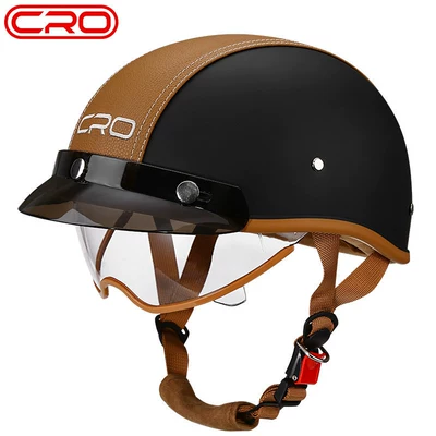 Motosiklet kaskı (dəbilqə) — and Electric Bikes, Japanese-Style Helmet - cro-summer-helmet-matte-black-transparent-mirror-m-55-56cm-head-circumference