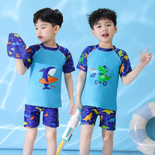 儿童泳衣男童游泳衣小孩中大童温泉泳裤套装批发短袖宝宝卡通泳装