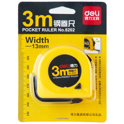Deli 8202 steel tape measure 3 meters tool measurement drawing ruler tape measure woodworking engineering measurement meter ruler scale