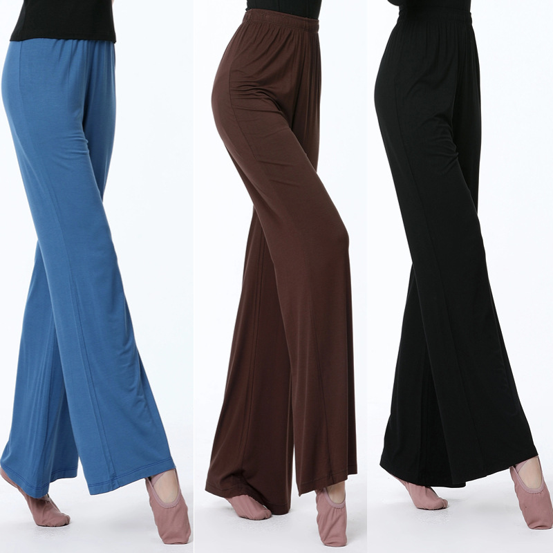 New High Waist Lace-up Wide Leg Pants Modern Dance Practice Yogi Wide Leg Pants Loose plus size Square Dance Women's Pants