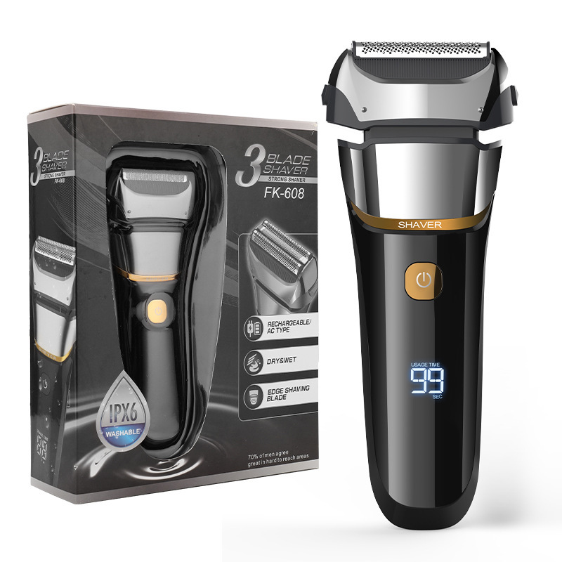 Nuevos hombres máquina de afeitar eléctrica lavada LCD pantalla digital USB recargable hogar barba cuchillo transfronterizo