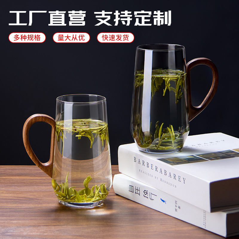 Tasse à thé à la japonaise Tasse à thé à la maison Tasse en cristal Tasse à thé vert pour hommes Tasse à eau à poignée haut de gamme