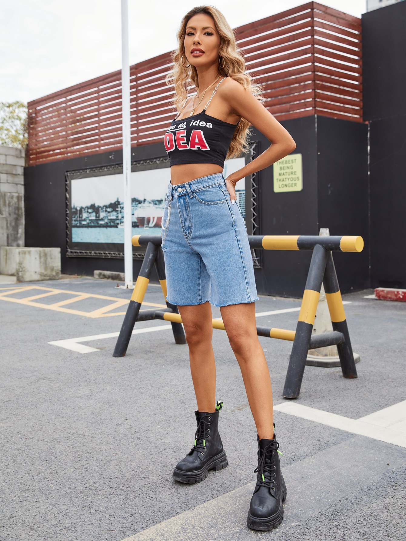 spring and summer women s high waist chain denim shorts nihaostyles wholesale clothing NSJM80529