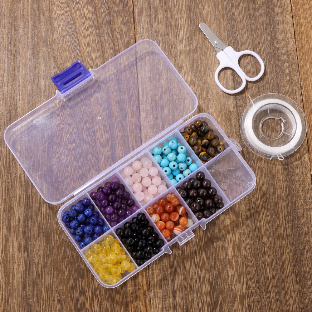 天然石ブレスレット弾力ロープビーズ6mm青松石紫水晶黄水晶帯カードセット手串卸売り