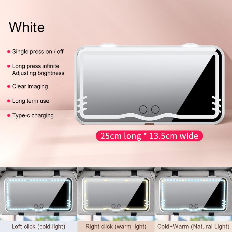 Qìchē – LED Car Vanity Sun visor rearview mirror - white