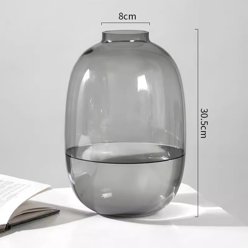 Nórdico gran vientre florero de vidrio hidropónico de alta calidad en línea estilo de la celebridad hogar sala de estar decoración ins estilo reloj colgante