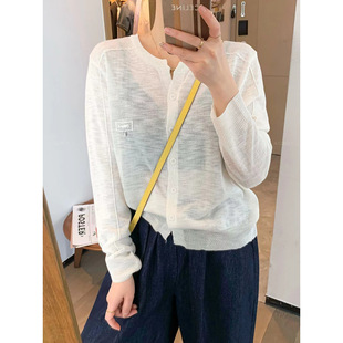 New Pure Color Round Neck Long-Sleeved Knitted Cardigan for Women 2025 Spring New Loose and Versatile Top