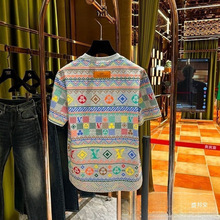 厂家直销2025夏季新品潮流时尚百搭男款彩印新款短袖韩版