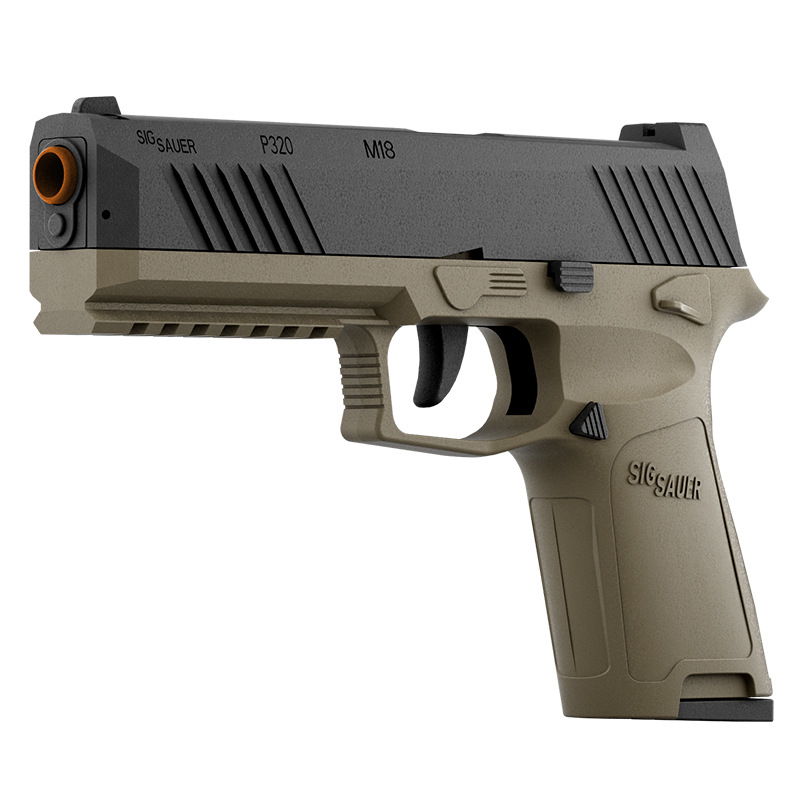 Nueva pistola de juguete educativa P320 con balas suaves, eyección y recarga de cartuchos con un solo botón, pistola mecánica de juguete para niños que puede disparar.