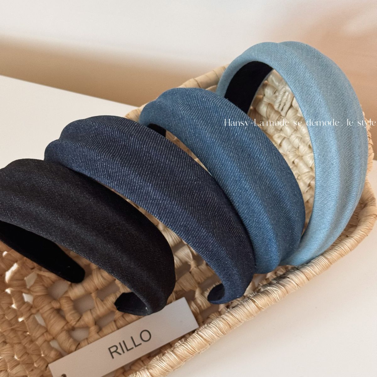 Diadema de moda cóncavo-convexo de mezclilla de tela Cabeza de presión de borde ancho Cabeza de cabeza alta Temperamento Horquilla de presión Accesorios para el cabello de todos los partidos diarios