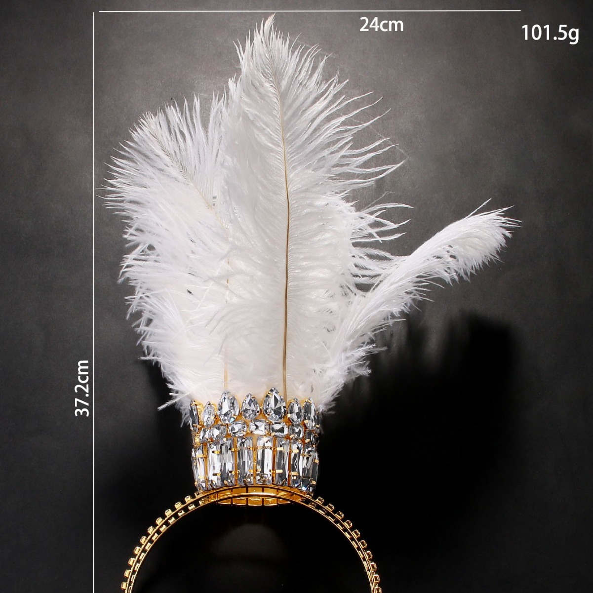 new feather crystal crown fashion high end niche personality trend electroplated rhinestone headdress_voghion.com