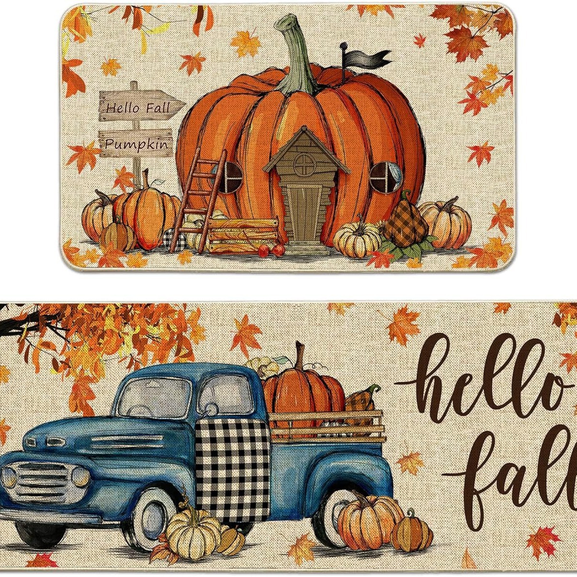 Tappeto di velluto di cristallo con personalità di Halloween, decorazione di zucca divertente, tappeto da cucina_voghion.com