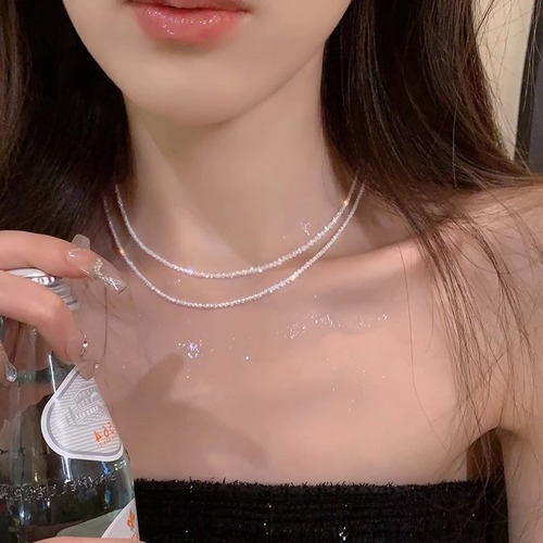 Light luxury niche sparkling new necklace women's fashion versatile silver clavicle chain galaxy starry neck necklace