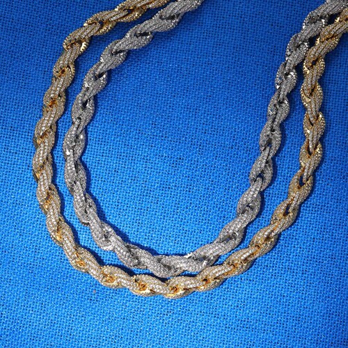 Eurasian Cross-Border Hip-Hop Necklace for Men, Full CZ 8mm twisted chain, twisted chain Hip-Hop necklace for men, cool accessory