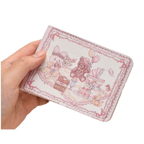 Picnic Bear Bear Driving License Driving Permit Cute Cartoon Creative Girl Floral Edge Protective Case Bank Card Card Holder