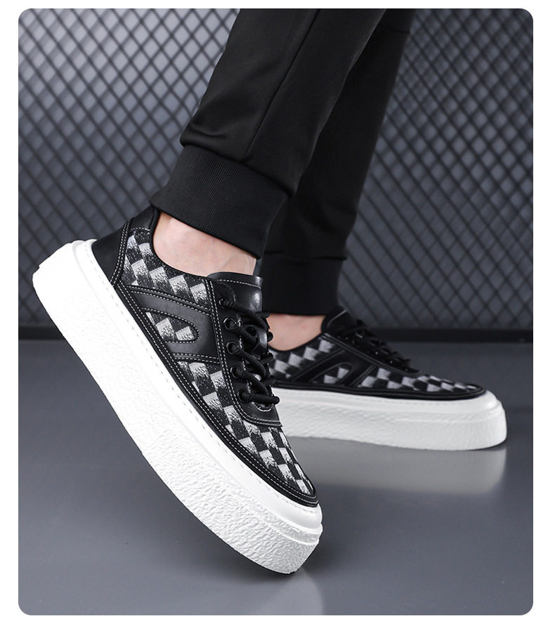 Giày thể thao đế dày nam kiểu mới, giày sneaker đơn giản tăng chiều cao, gót 3-5 cm — GX2519 màu trắng, GX2519 màu đen chi tiết 20