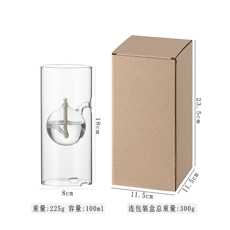 Lámpara de aceite transparente tipo B de 18 cm.