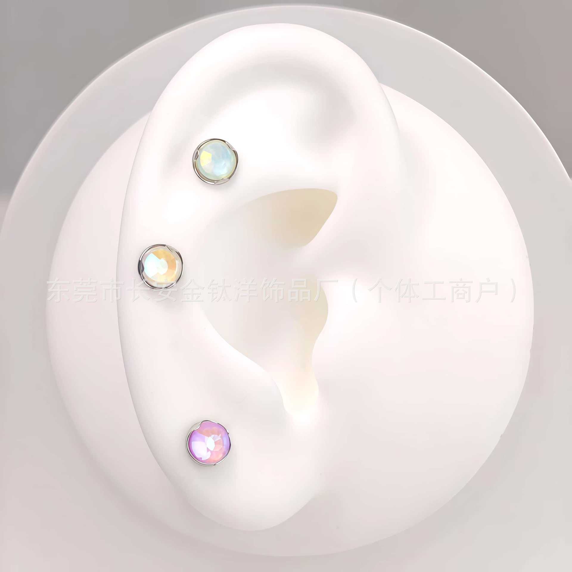 F136 Titanium Wave Edge Plated CZ Diamond Navel Nail Ear Bone Piercing Jewelry detail image 7