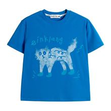美式趣味猫咪卡通小高领短袖t恤女夏季设计感短款显瘦正肩上衣潮