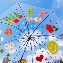 伞透明儿童雨伞小学生幼儿园美工区材料绘画画画diy空白跨境批发