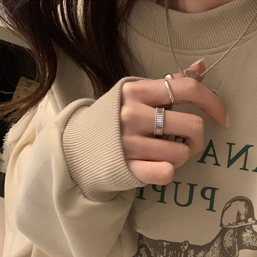 Niche design sterling silver irregular geometric ring  new fashion personalized index finger ring personality
