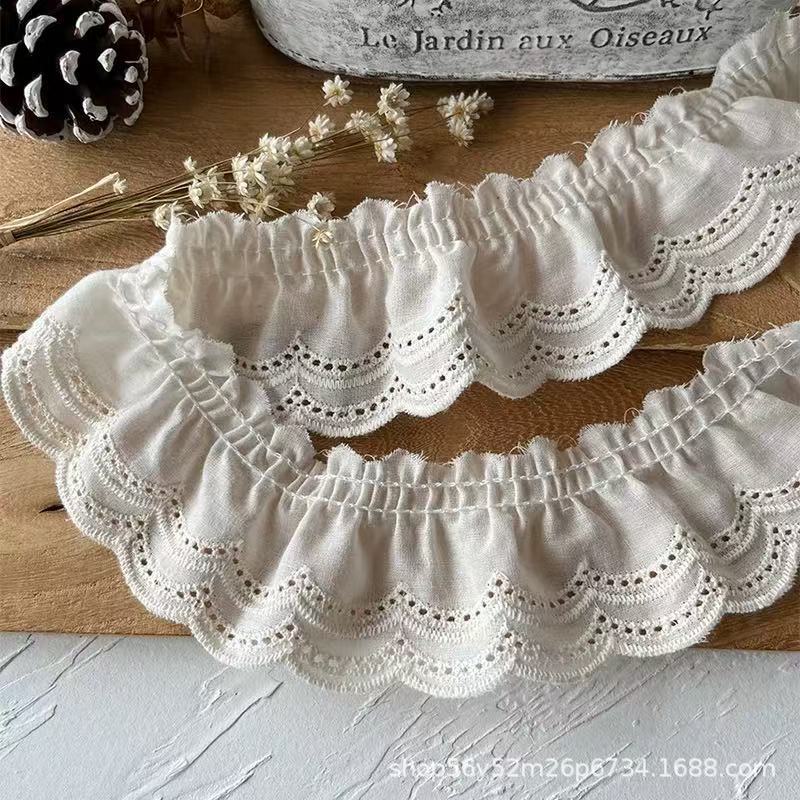 現物の多くの綿の刺繍のしわのレースの家庭用紡績の服装の補助材料の手作りのDIY布芸の白い杏色の卸売り