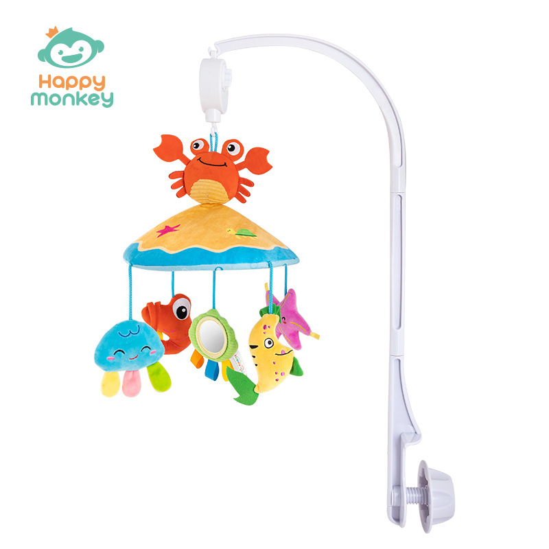 Happy monkey baby music campana musical campana de cama puede girar campana de cama infantil de 0 años juguetes de educación temprana