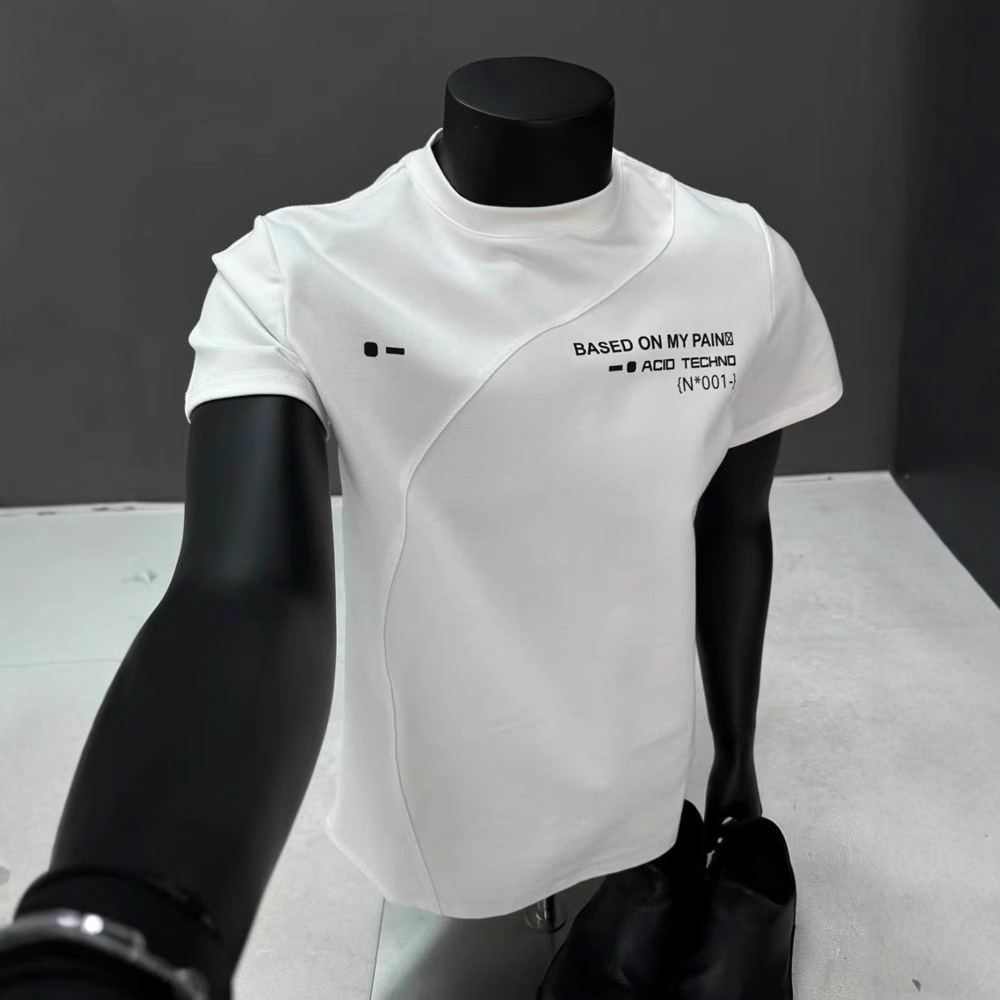 T-shirt uomo maniche corte stile americano patchwork wide fit_voghion.com