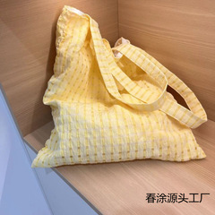 空气泡泡柠檬奶黄包单肩小个子友好帆布包少女夏无性别风托特包棉