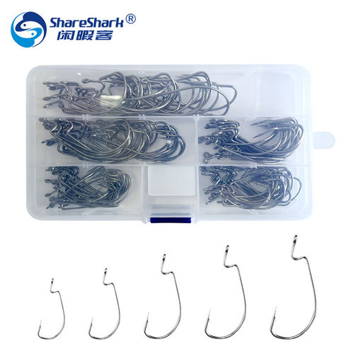 125/boxed reinforced crank hook Luya fish hook wide belly crank hook Texas fishing group soft bait hook sea fishing hook