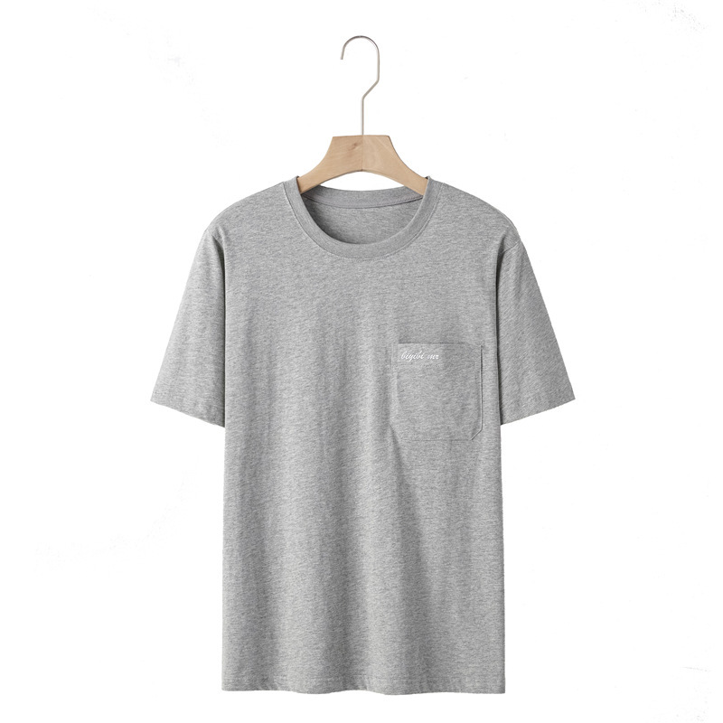 夏の男性半袖tシャツの新しい純綿通気性中年男性用丸首ポケットタイプ綿底シャツtシャツ|undefined