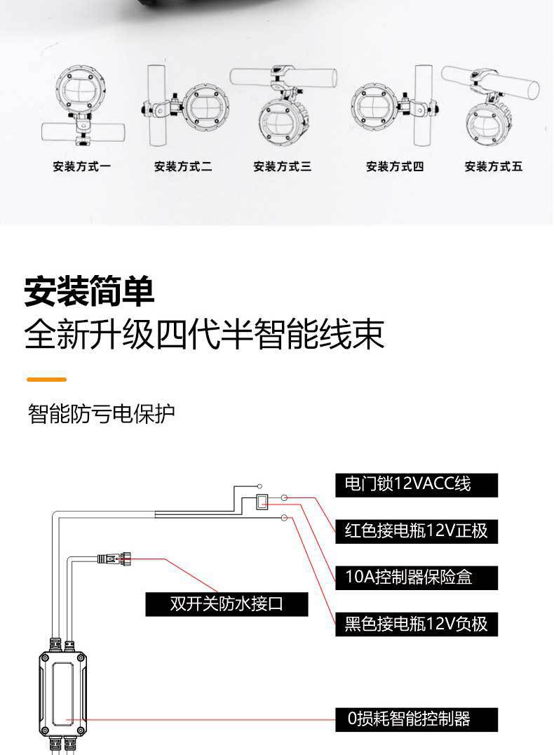 Motorcycle LED headlight modification for front headlights, intelligent spotlight with yellow and white light, high-brightness long-range light made of magnesium-aluminum alloy