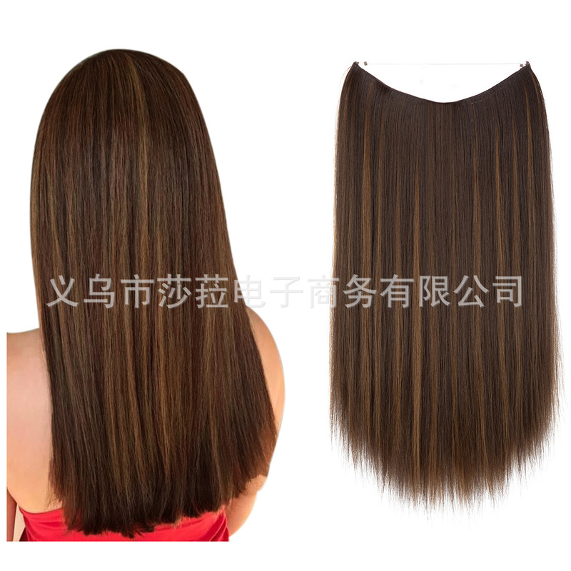 速卖通热卖一片式无痕接发假发片欧美热卖卡子发渔线发帘假发女|undefined