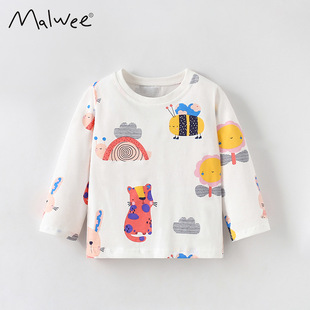 malwee children's T-shirt autumn new European and American children's leisure round neck printed long sleeve base foreign style top
