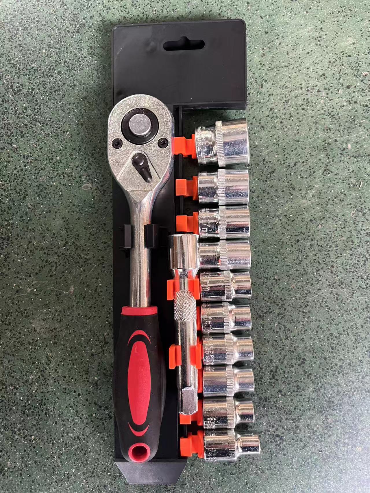 Juego de Llaves de Trinquete con Dados 12 Piezas 1/4 y 1/2 Pulgadas 24 Dientes Acero al Cromo Vanadio Cromado