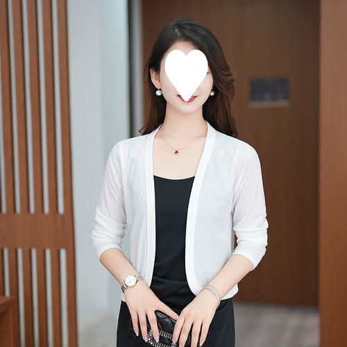 Lightweight off-the-shoulder sunshirts for spring and summer, other / polyester (polyester) solid color loose opening