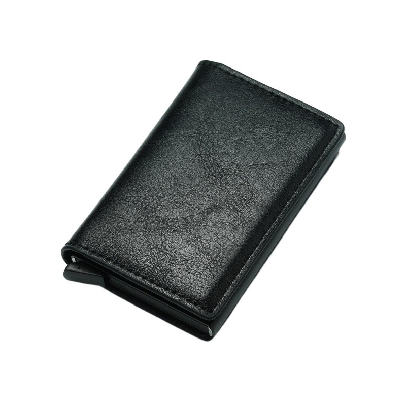 Factory spot wholesale explosions Amazon men's RIFD anti-theft aluminum alloy card bag PU wallet