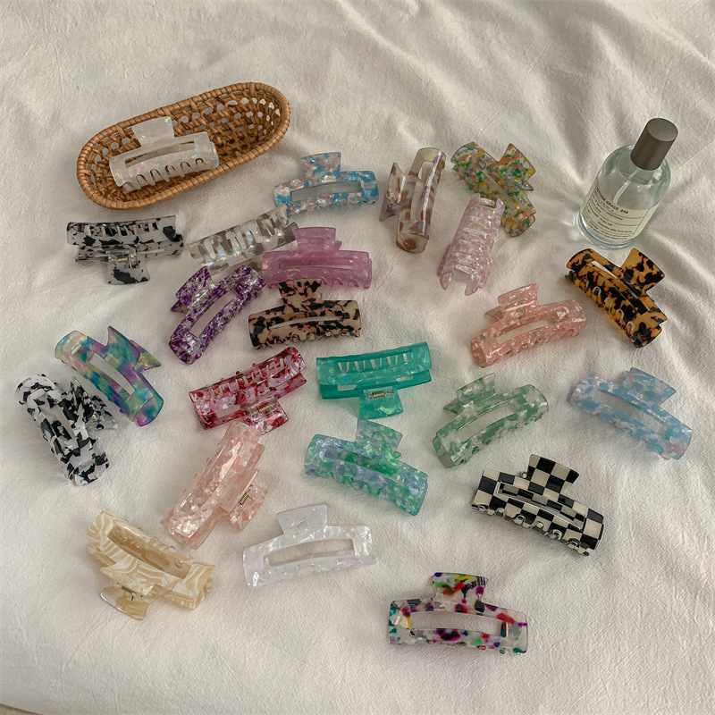 亚马逊同款韩版中号仿醋酸发夹抓夹头发盘发发抓马尾简约气质发夹