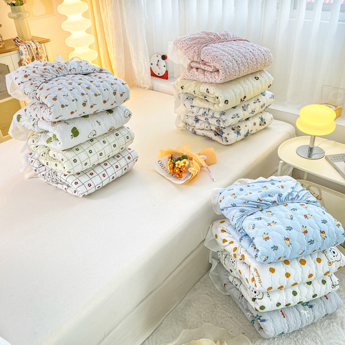 Class A Antibacterial Soy Fiber Cotton Edge Sheet Washed Cotton and Linen Simmons Mattress Protector Hotel Bedspread