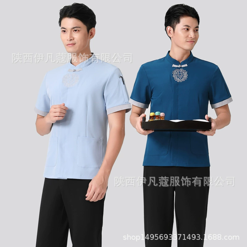 Терапия для ног в этническом стиле мужской чайный арт с короткими рукавами массаж ног спа-клуб одежда техника отель рабочая одежда костюм