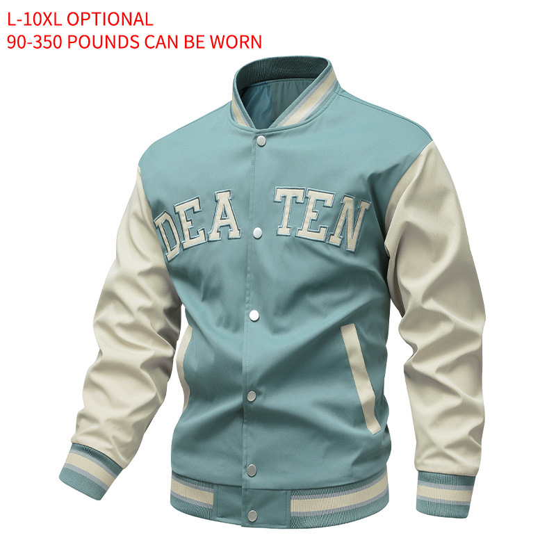 Chaqueta de béisbol bordada para hombres para aumentar la tendencia americana de primavera y otoño cuello vertical chaqueta de pareja suelta